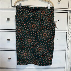 Stylish Green and Orange Patterned Skirt